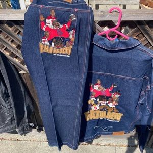 Vintage Fubu Platinum Jean Jacket and Pants